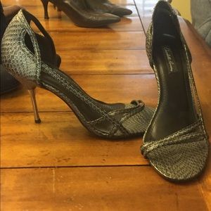 Grey/silver snake print stilettos